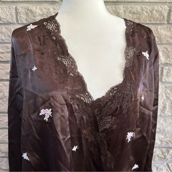 Morgan Taylor intimates women M two-piece robe nightgown chocolate NWT - Picture 8 of 14